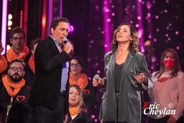 Dany Brillant, Chimène Badi, Téléthon, Télévision France 2 (Paris), 4 décembre 2021, © Eric Cheylan / https://lovinglive.fr