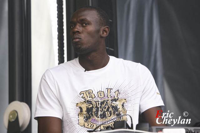 Usain Bolt, Puma Jamaïca Party, Place de l'Hôtel de Ville (Paris), 15 juillet 2010, © Eric Cheylan / https://lovinglive.fr