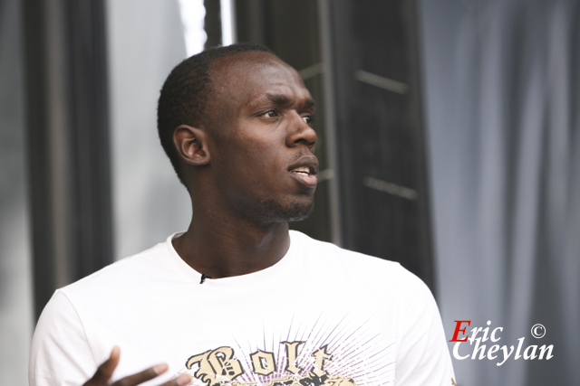Usain Bolt, Puma Jamaïca Party, Place de l'Hôtel de Ville (Paris), 15 juillet 2010, © Eric Cheylan / https://lovinglive.fr
