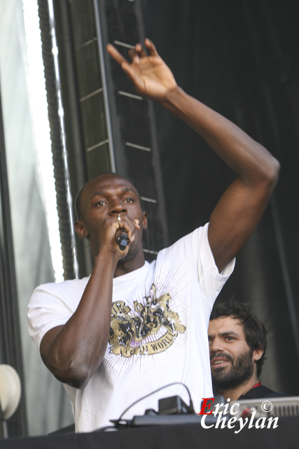 Usain Bolt, Puma Jamaïca Party, Place de l'Hôtel de Ville (Paris), 15 juillet 2010, © Eric Cheylan / https://lovinglive.fr
